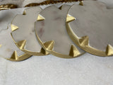 Nova gold edge detailed 4" marble coaster (Set of 4)