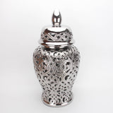 Parker Silver Ceramic Hollow Ginger Jar (Multiple sizes)