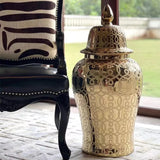 Hudson Gold Ceramic Scroll Ginger Jar (Multiple sizes)