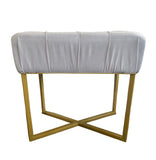 Modern Dua Rectangle Velvet Tufted Stool, Grey (12"x20"x19.25")