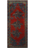 Vintage Darell Red/Grey Runner, 4'7" x 10'11"