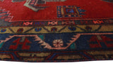 Vintage Darell Red/Grey Runner, 4'7" x 10'11"