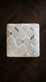 Beverly Geometric Hide Pouf, Ivory (18"x18"x18")