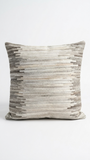 Maxwell Grey Striped Genuine Cowhide Leather Throw Pillow