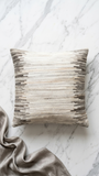 Maxwell Grey Striped Genuine Cowhide Leather Throw Pillow