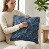 Hadley Blue Handmade Square Cotton Chevron Throw Pillow (Cover & Insert)