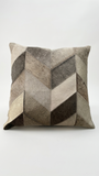 Ashton Square Chevron Patchwork Genuine Tricolor Cowhide Throw Pillow Cover & Insert