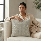 Grey Moon Hand-Beaded Velvet Square Throw Pillow (Cover & Insert)