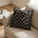 Noir Square Genuine Patchwork Cowhide Throw Pillow (Cover & Insert)