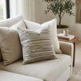 Maxwell Square Striped Genuine Cowhide Leather Throw Pillow (Cover & Insert)