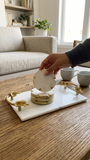 Nova gold edge detailed 4" marble coaster (Set of 4)