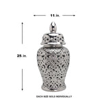 Parker Silver Ceramic Hollow Ginger Jar (Multiple sizes)