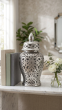 Parker Silver Ceramic Hollow Ginger Jar (Multiple sizes)