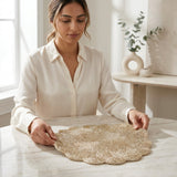 Liza beaded scalloped placemat 14" (Multiple colors)