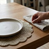 Liza beaded scalloped placemat 14" (Multiple colors)