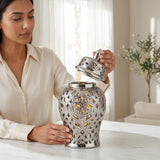 Parker Silver Ceramic Hollow Ginger Jar (Multiple sizes)