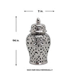 Parker Silver Ceramic Hollow Ginger Jar (Multiple sizes)