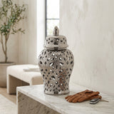 Parker Silver Ceramic Hollow Ginger Jar (Multiple sizes)