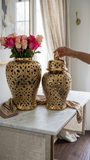 Parker Gold Ceramic Hollow Ginger Jar (Multiple sizes)
