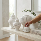 Ella White Lattice Ginger Jar (Multiple sizes)