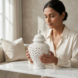 Ella White Lattice Ginger Jar (Multiple sizes)