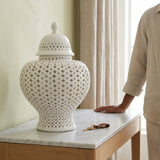 Ella White Lattice Ginger Jar (Multiple sizes)