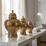 Ella Gold Lattice Ginger Jar (Multiple sizes)