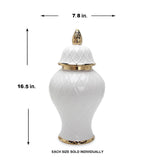 Lincoln White/ Gold Ginger Jar 8"x8"x17"