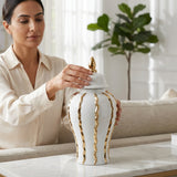 Mason White/ Gold Ruffle Ginger Jar (Multiple sizes)