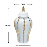 Mason White/ Gold Ruffle Ginger Jar (Multiple sizes)