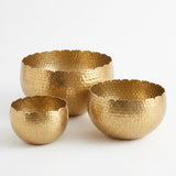 Bella Gilded Hammered Bowl set of 3, Gold (11",6",5")