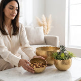Bella Gilded Hammered Bowl set of 3, Gold (11",6",5")