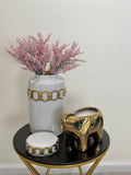 Soph White & Gold Chain Vase