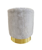 Liam Faux Fur Round Vanity Ottoman, (Multiple Colors)