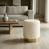 Liam Faux Fur Round Vanity Ottoman, (Multiple Colors)