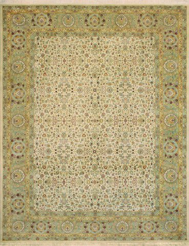 Wali Debbra Ivory/Lt. Green Rug, 9'1" x 11'11"