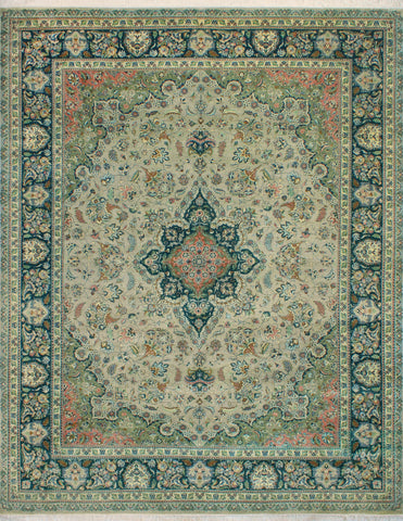 Wali Draven Grey/ Green Rug, 9'0" x 11'11"