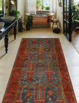 Fine VTG Maryanne Navy/Red Rug, 3'6" x 6'11"