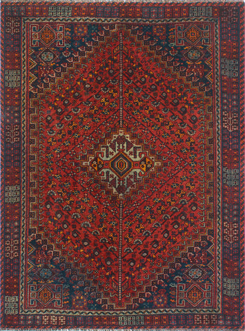 Fine VTG Kadriye Red/Navy Rug, 5'8" x 8'0"