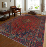 Fine VTG Kadriye Red/Navy Rug, 5'8" x 8'0"