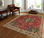 Vintage Arman Red/Beige Rug, 4'9" x 5'9"