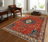 Fine VTG Nyles Rust/Navy Rug, 5'7" x 7'10"