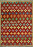 Balochi Afi Red/Green Rug, 3'4" x 5'1"