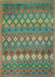 Balochi Aethelbe Blue/Rust Rug, 3'2" x 4'11"