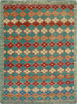 Balochi Afaf Lt. Green/Rust Rug, 3'4" x 4'10"