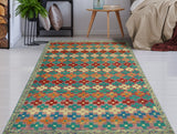 Balochi Afaf Lt. Green/Rust Rug, 3'4" x 4'10"