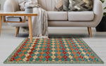 Balochi Afaf Lt. Green/Rust Rug, 3'4" x 4'10"