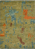 Balochi Aeisha Green/Blue Rug, 3'5" x 4'11"