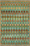 Balochi Aethelwi Green/Rust Rug, 3'3" x 4'11"