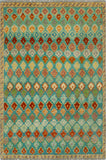 Balochi Aethelwi Green/Rust Rug, 3'3" x 4'11"